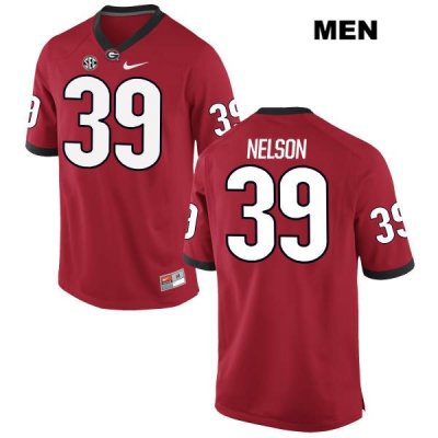 Men's Georgia Bulldogs NCAA #39 Hugh Nelson Nike Stitched Red Authentic College Football Jersey JCQ7354MR